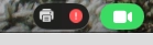 a screenshot of two icons from the macOS menu bar, showing a perfectly centered webcam icon on the right, but an off-center printer warning icon on the left