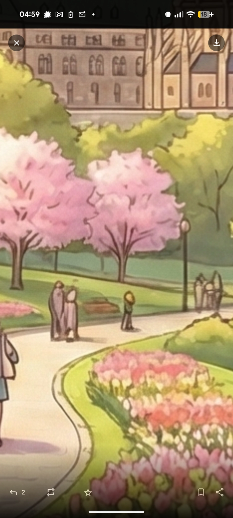 Crop showing people on a path, again missing details or not looking like people at all